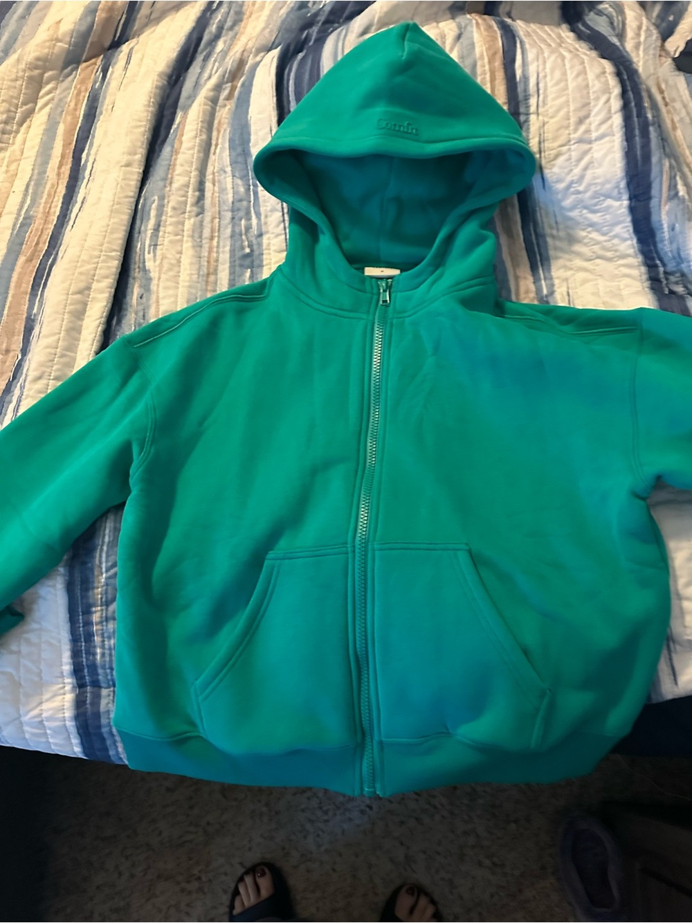 Teal Zip-Up Hoodie Sweatshirt - Women's Casual Zip Hoodie